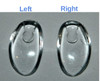 Image of a pair of NP653 nose pads
Replacement Silhouette nose pads made from Premium grade firm and flexible PVC this nose pad measures about 13mm long by 7.5mm wide and 2.2mm think Shape is “D” fit there are Left and Right side pads. The mount is a unique Silhouette design using wire bent into a teardrop shape. The bent wire is inserted into the top end of the nose pad. These nose pads were designed to replace the original Silhouette nose pads that are very hard these are softer.  This product also fits some Adidas frames a Silhouette line. Packaged and sold 10 pair bags.