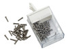 SM342 Screw small head – Phillips / X-Slotted; Thread M1.2 (1.2mm), Head 2.0mm diameter, Overall Length 6.7mm, Stainless Steel Finish: Silver with coated thread, 100 count. This screw is typical on smaller frames also called “Eyewire” screws 