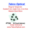 Temple Rings Black silicone, 50 count #TT260