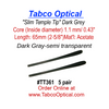 Slim Temple Tip, Dark Gray 65mm  Long  core 1.1mm 5 pairs #TT361