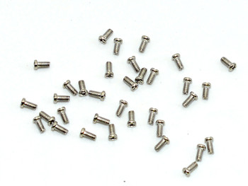 Screw small head – Phillips / X-Slotted; Thread M1.4 (1.4mm), Head 2.0mm diameter, Overall Length 3.5mm, Stainless Steel Silver Finish, 100 count. This screw is typical on smaller frames also called “Eyewire” screws 