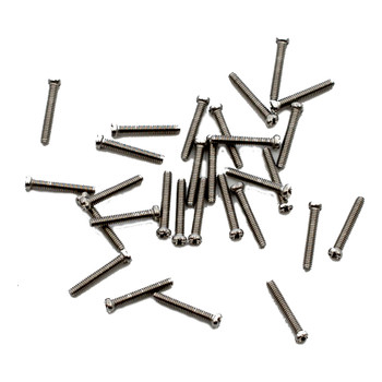 SM348 Screw small head – Phillips / X-Slotted; Thread M1.2 (1.2mm), Head 2.0mm diameter, Overall Length 8.7mm, Stainless Steel Finish: Silver with coated thread, 100 count. This screw is typical on smaller frames also called “Eyewire” screws 