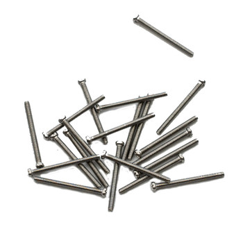 SM344 Screw small head – Phillips / X-Slotted; Thread M1.2 (1.2mm), Head 2.0mm diameter, Overall Length 15mm, Stainless Steel Finish: color Silver, 100 count. This screw is typical on smaller frames also called “Eyewire” screws 