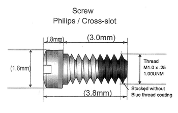 SM511 Nosepad Screw Thread: M1.0  Philips Cross slot Head: 1,8mm   Length: 3.8mm  Stainless Steel Finish Color: Silver  $9.95 for 100