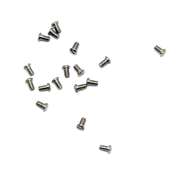 SM855 Screw for Hinge Screw repair and or replacement; M1.5  x .35mm pitch (1.5mm) Thread, 2.0mm Head, 3.0 Overall Length, Stainless Steel Finish color Silver, Packaged in 100 count