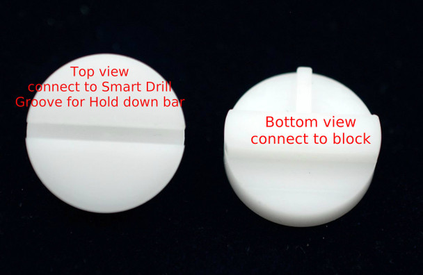 Smart Drill Adaptor, for newer Nidek or Santinelli blocking typically on systems 9000 , Lex1000, LE1000, and ME1000 and newer, one piece (half of pair) Typically sold as pairs so order two pieces.