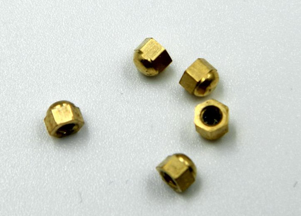 SM442 Rimless Nut Cap Internal thread is M1.2 color 24K Gold, material is Nickel silver, a copper alloy the Hex measurement is 2.2mm a cross sold in  100 count.