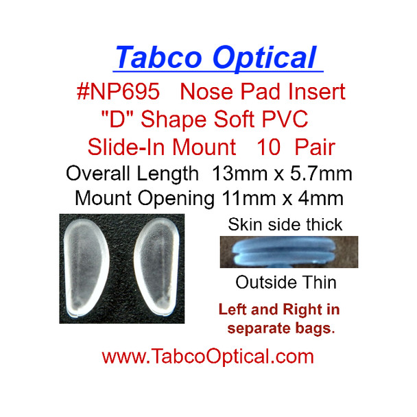D Shape insert / slide-in PVC  13x5.7mm 10 Pairs #NP695