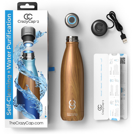 CrazyCap Filtered Water Bottle - 17oz - Teakwood