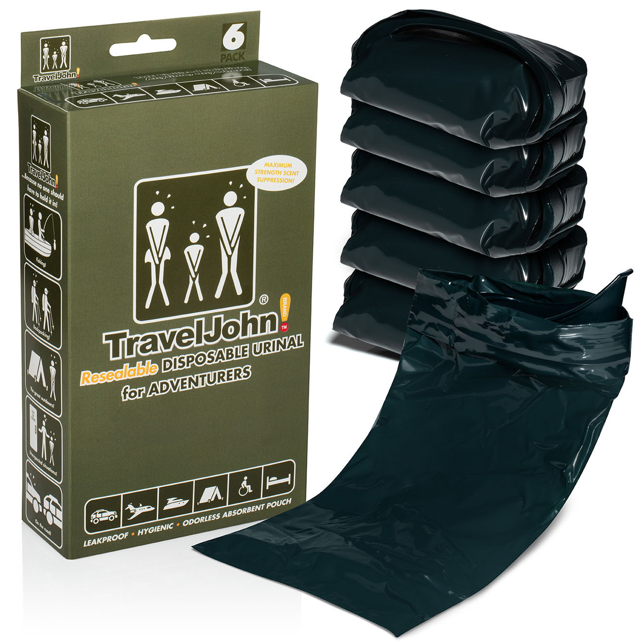 TravelJohn Adventurer Disposable Urinal (TJ1C) - 6 Pack