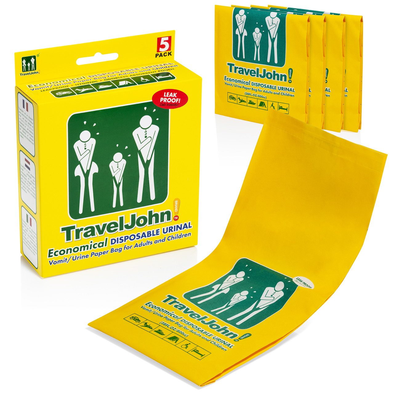 TravelJohn™ Economical Disposable Urinal (TJ1P) - Vomit/Urine