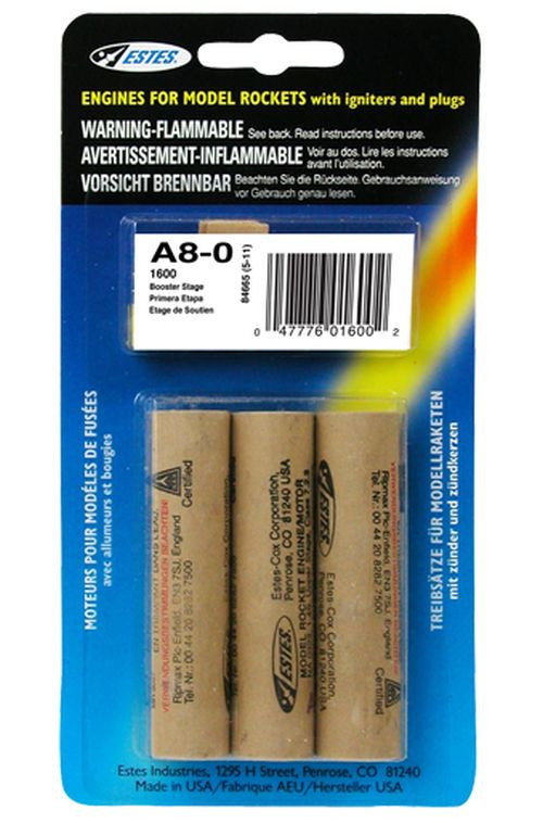 Rocketry Engine Model Estes Rockets - A8-0 Model Rocket Engines (3pk) - 1600 - Active Powersports