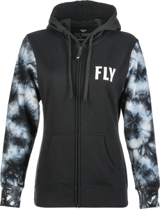 Fly Racing - Women's Fly Tie-dye Zip Up Hoodie Black/grey Md - 358-0070M