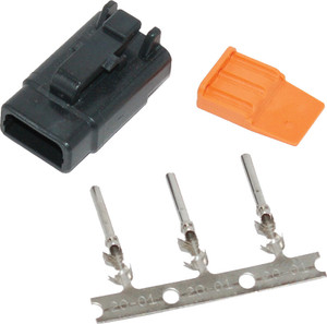 Namz Custom Cycle Products - Deutsch Dtm 3-pin Black Plug W/3 Trmnls/wdglck Hd74113-98bk - MDP-3B