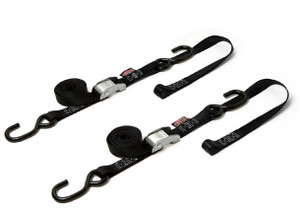 Powertye - Tie-down Cam S-hook Soft-tye 1"x6' Black/black Pair - 23622 Powertye - Tie-down Cam S-hook Soft-tye 1"x6' Black/black Pair - 23622