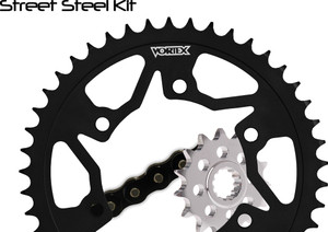 Vortex - Sprocket/chain Kit Stl/stl 14/46t Sil Sx3 530-112l Blk - CK5121 Vortex - Sprocket/chain Kit Stl/stl 14/46t Sil Sx3 530-112l Blk - CK5121