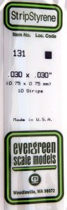 Evergreen Scale - .030 X .030 Strips - 131