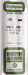 Evergreen Scale - .030 X .100 Strips - 135