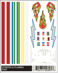 Pinecar - Stripes & Flames Decal - 307 Pinecar - Stripes & Flames Decal - 307