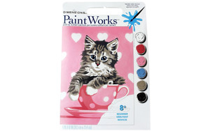 Paintworks Paint by Number - Kitten Tea Cup PBN 8x10 Beginner - 91691