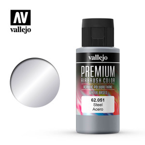 Vallejo Acrylic Paints - Premium Color Steel 60ml 1pc - 62051