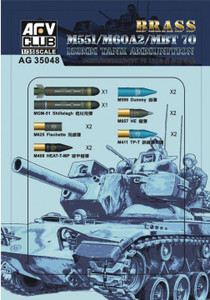 AFV Club - M551/60A/MBT70 152mm Brass Ammo 1:35 - AG35048