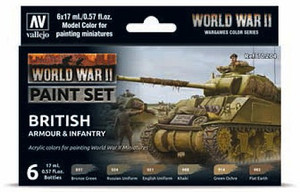 Vallejo Acrylic Paints - WWII British Armour + Infantry Set - 70204