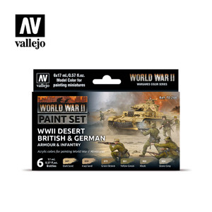 Vallejo Acrylic Paints - WWII Desert British & German Arm & Inf - 70208