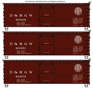 Accurail - Ho 36'Wood Boxcars D&Rgw 3#Set - 8092
