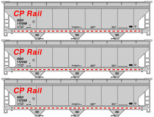 Accurail - Ho Acf Cvd Hopper Cp R 3#Set - 8103
