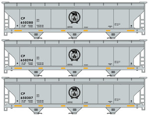 Accurail - Ho 3-bay Cvd Hopper CP 3#Set - 8122