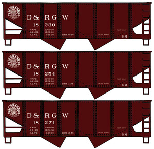 Accurail - HO 55-Ton USRA Twin Hopper 3pk D&RGW - 8142