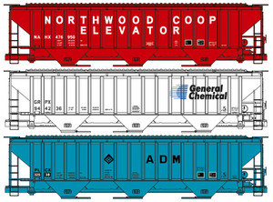 Accurail - Ho PS Cvd Hopper 3#Set Private - 8114