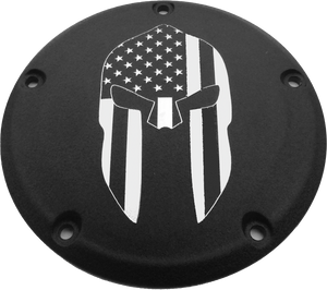 Custom Engraving - 7  M8 Flt/flh Derby Cover Spartain Black - PATR20-46BG Custom Engraving - 7  M8 Flt/flh Derby Cover Spartain Black - PATR20-46BG