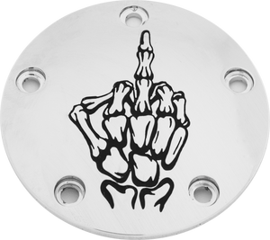 Custom Engraving - Tc Timer Cover Bone Finger Chrome - SKUL24-04 Custom Engraving - Tc Timer Cover Bone Finger Chrome - SKUL24-04