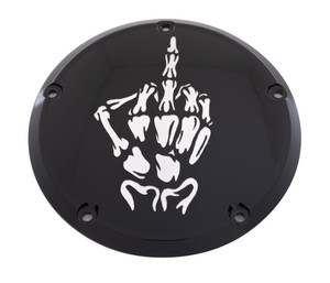 Custom Engraving - 7 Tc Derby Cover Bone Finger Black - SKUL24-12BG Custom Engraving - 7 Tc Derby Cover Bone Finger Black - SKUL24-12BG
