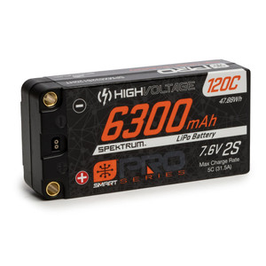 Spektrum - 6300mah 2s 7.6v Smart Pro Race Hv Lipo 120c: 5mm - X632S120HT Spektrum - 6300mah 2s 7.6v Smart Pro Race Hv Lipo 120c: 5mm - X632S120HT