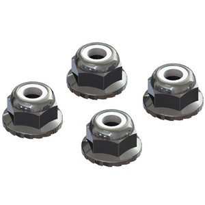 Arrma - Ar708008 Flanged Nyloc Locknut 4mm Silver (4) - C9699