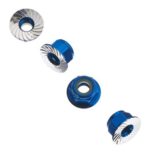 Axial - Axa1046 Wheel Nut M4 Serrated Blue (4) - C1046