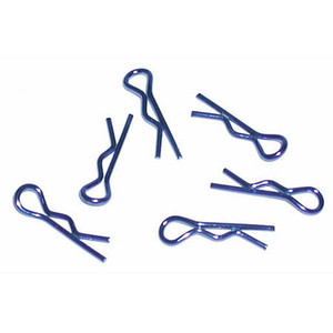 Team Associated - Body Clips, Metallic Blue, 6 Short - 1736