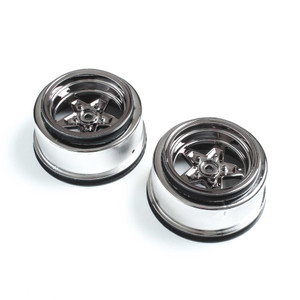 Losi - Rear Wheel, Black Chrome (2): 22s Drag - 43050 Losi - Rear Wheel, Black Chrome (2): 22s Drag - 43050