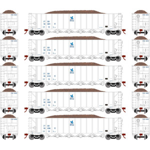 Athearn - Ho Rtr 5bay Rapid Discharge Hopper,itgx/white#2(5) - 98490 Athearn - Ho Rtr 5bay Rapid Discharge Hopper,itgx/white#2(5) - 98490