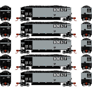 Athearn - N Bethgon Coalporter W/load, Bnsf #1 (5) - 25067 Athearn - N Bethgon Coalporter W/load, Bnsf #1 (5) - 25067