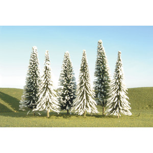 Bachmann Industries - Scenescapes Pine Trees W/snow, 3-4 (9) - 32102