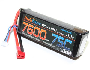 Power Hobby - 7600mAh 11.1V 3S 75C LiPo Battery with Hardwired T-Plug - 3S760075CDNS Power Hobby - 7600mAh 11.1V 3S 75C LiPo Battery with Hardwired T-Plug - 3S760075CDNS