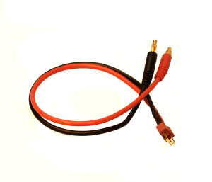 Racers Edge - Charge Adapter: Male T-Plug to Male 4mm Bullets, 300mm Wire - 1620 Racers Edge - Charge Adapter: Male T-Plug to Male 4mm Bullets, 300mm Wire - 1620