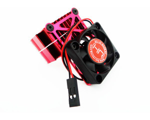 Hot Racing - Clip-On Two-Piece Motor Heat Sink w/ Fan, Red - MH550TE02 Hot Racing - Clip-On Two-Piece Motor Heat Sink w/ Fan, Red - MH550TE02