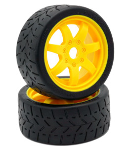 Power Hobby - 1/8 Gripper 42/100 Belted Mounted Tires 17mm Yellow - PHT5101Y Power Hobby - 1/8 Gripper 42/100 Belted Mounted Tires 17mm Yellow - PHT5101Y