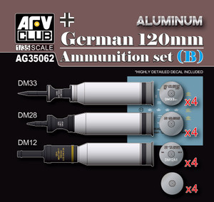 AFV Club - German 120mm Ammo Set B Aluminum 1:35 - AG35062