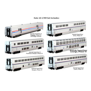 Kato - N Amtrak Superliner 6-unit Book Case Set - 101789